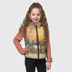 Детский жилет Новогодний небольшой городок, цвет: 3D-черный — фото 2