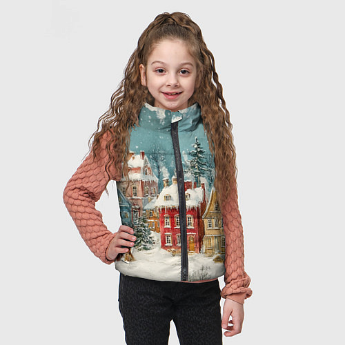 Детский жилет Праздничный новогодний город / 3D-Светло-серый – фото 3
