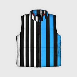 Детский жилет Вертикальные полосы триколор синий