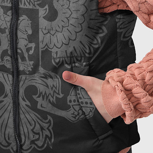 Детский жилет Серо-черный фон с двуглавым орлом, символика госуд / 3D-Светло-серый – фото 5