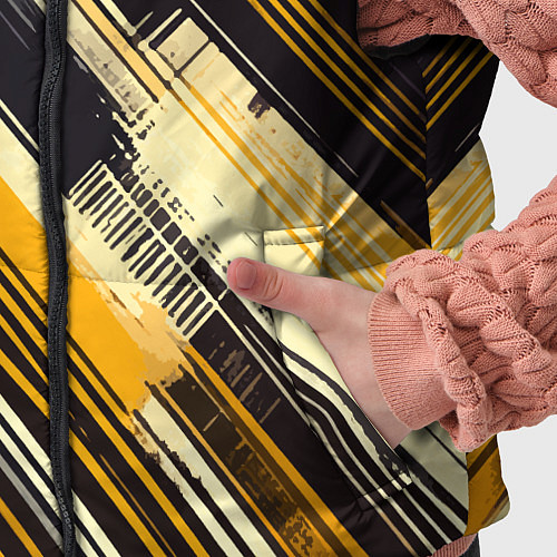 Детский жилет Жёлтые диагональные полосы на чёрном фоне / 3D-Красный – фото 5