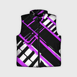 Детский жилет Фиолетово-белые линии на чёрном фоне
