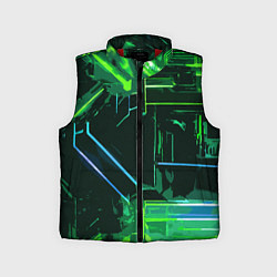 Детский жилет Зелёно-голубые полосы на чёрном фоне