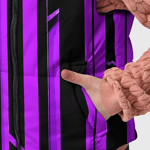 Детский жилет Толстые фиолетовые полосы на чёрном фоне / 3D-Красный – фото 5