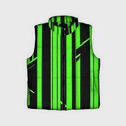 Детский жилет Толстые зелёные полосы на чёрном фоне