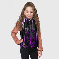 Детский жилет Purple lines on a black background, цвет: 3D-светло-серый — фото 2