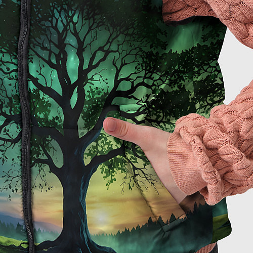 Детский жилет Дерево под северным сиянием / 3D-Красный – фото 5