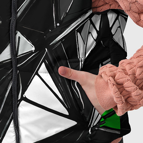 Детский жилет Зелёно-белые рельефные треугольники на чёрном фоне / 3D-Красный – фото 5