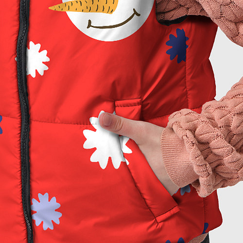 Детский жилет Новогодний узор со снеговиком и снежинками / 3D-Красный – фото 5
