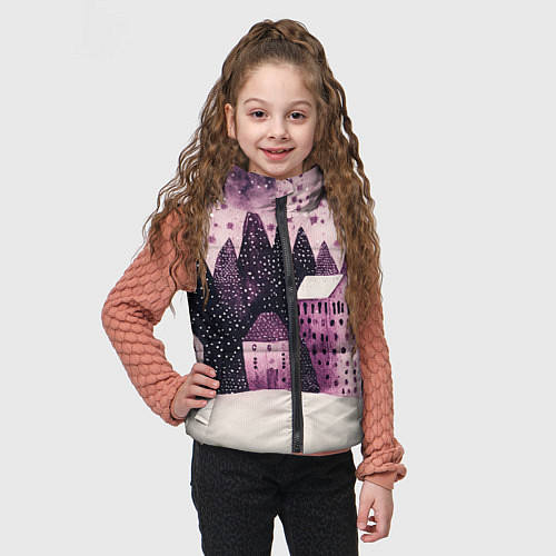 Детский жилет Новогодние домики в лесу / 3D-Светло-серый – фото 3