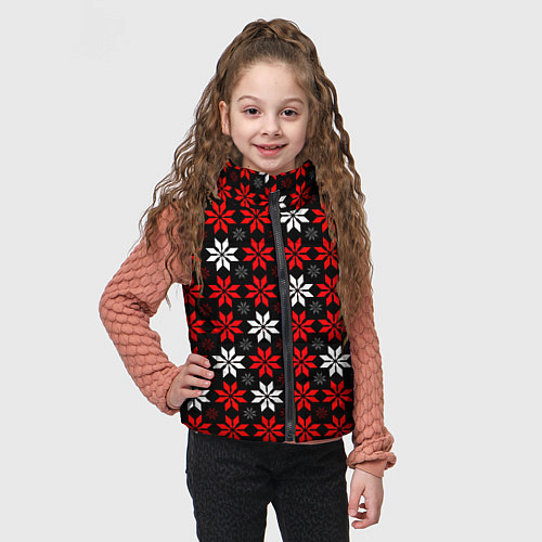 Детский жилет Red and white stars on a black background / 3D-Светло-серый – фото 3