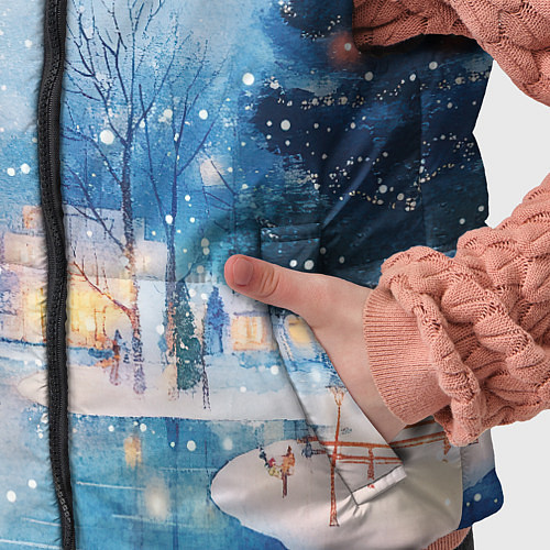 Детский жилет Новогодняя атмосфера - акварель / 3D-Красный – фото 5