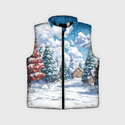 Детский жилет Предновогодняя природа, цвет: 3D-черный