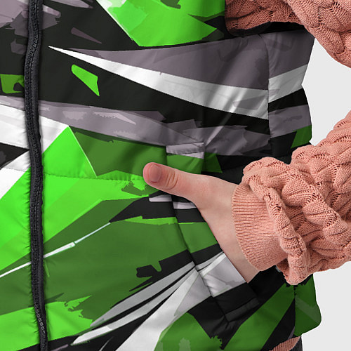 Детский жилет Чёрно-зелёная-белая абстракция / 3D-Красный – фото 5
