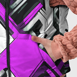 Детский жилет Бело-фиолетовый техно паттерн на чёрном фоне, цвет: 3D-красный — фото 2