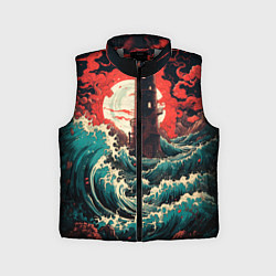 Детский жилет Маяк и волны в японском стиле