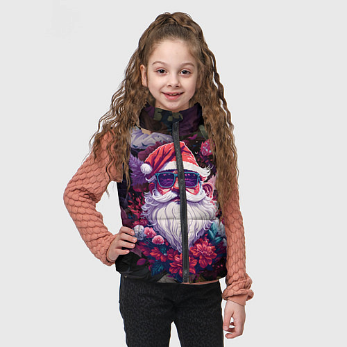 Детский жилет Дед мороз в цветах / 3D-Светло-серый – фото 3