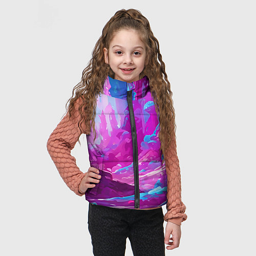 Детский жилет Фиолетовая кислотная абстракция / 3D-Светло-серый – фото 3