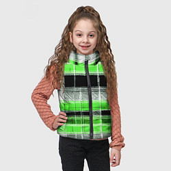 Детский жилет Белые полосы на чёрно-зелёном фоне, цвет: 3D-светло-серый — фото 2