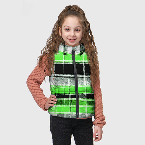Детский жилет Белые полосы на чёрно-зелёном фоне / 3D-Светло-серый – фото 3