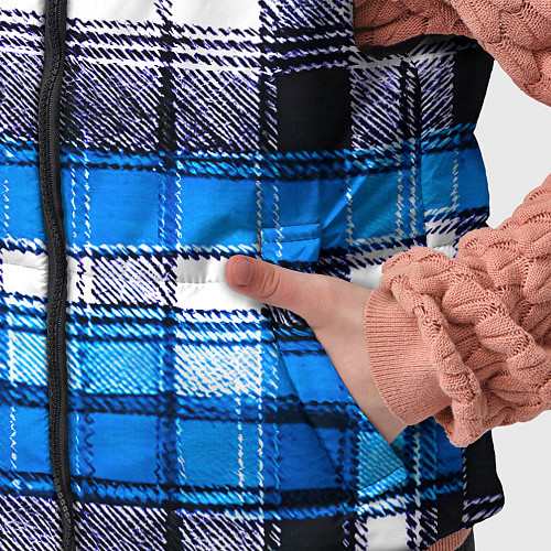 Детский жилет Чёрные полосы на сине-белом фоне / 3D-Красный – фото 5