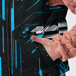 Детский жилет Сине-белые полосы и точки на чёрном фоне, цвет: 3D-светло-серый — фото 2