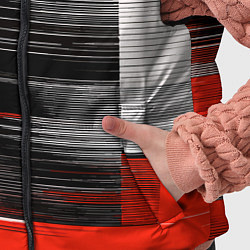 Детский жилет Белые вертикальные полосы на чёрно-красном фоне, цвет: 3D-светло-серый — фото 2