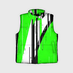 Детский жилет Black and white vertical stripes on a green backgr, цвет: 3D-черный