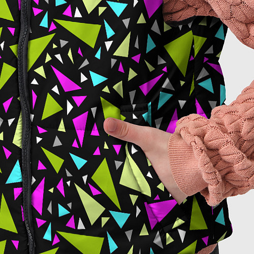 Детский жилет Неоновые разноцветные треугольники на черном / 3D-Красный – фото 5