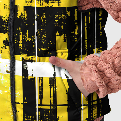 Детский жилет Жёлто-белый гранж на чёрном фоне / 3D-Красный – фото 5