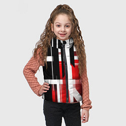 Детский жилет Чёрно-красные вертикальные и горизонтальные полосы, цвет: 3D-светло-серый — фото 2