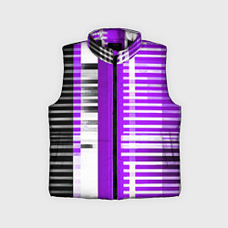 Детский жилет Белые полосы на чёрно-фиолетовом фоне