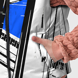 Детский жилет Чёрно-белые абстрактные линии на синем фоне, цвет: 3D-черный — фото 2