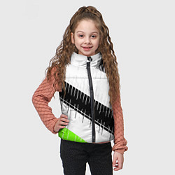 Детский жилет Диагональные чёрно-белые полосы на зелёном фоне, цвет: 3D-красный — фото 2