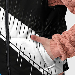 Детский жилет Диагональные чёрно-белые полосы на синем фоне, цвет: 3D-светло-серый — фото 2