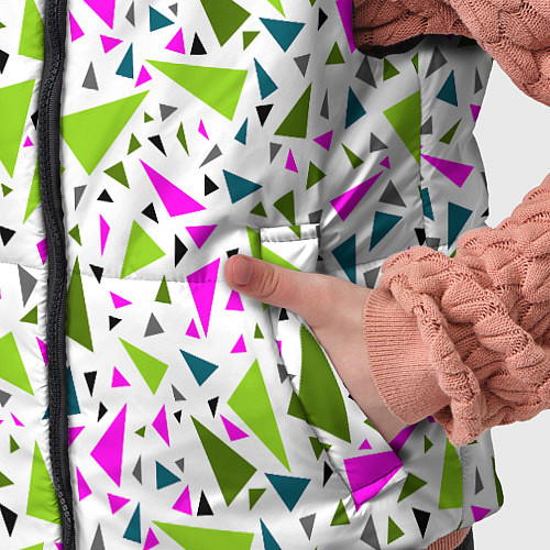 Детский жилет Разноцветные неоновые треугольники на белом фоне / 3D-Красный – фото 5