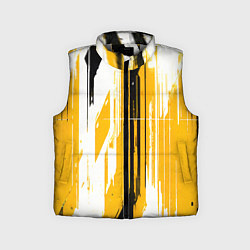 Детский жилет Вертикальные чёрно-белые линии на жёлтом фоне