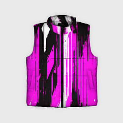 Детский жилет Вертикальные чёрно-белые линии на розовом фоне, цвет: 3D-светло-серый