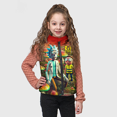 Детский жилет Рик и Морти заблудились в мухоморном поле / 3D-Светло-серый – фото 3