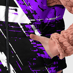 Детский жилет Diagonal black and white stripes on a purple backg, цвет: 3D-светло-серый — фото 2