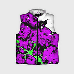 Детский жилет Зелёно-розовая абстракция на белом фоне