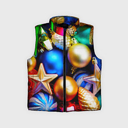Детский жилет Новогодние украшения, цвет: 3D-черный