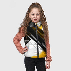 Детский жилет Диагональные жёлто-чёрные линии на белом фоне, цвет: 3D-красный — фото 2