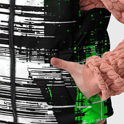 Детский жилет Горизонтальные чёрные линии на бело-зелёном фоне, цвет: 3D-черный — фото 2