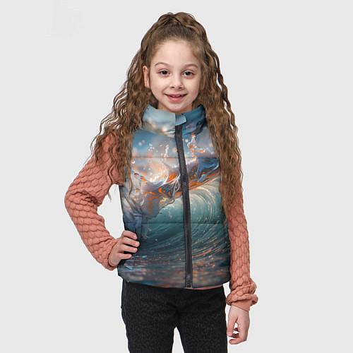 Детский жилет Волна и блики солнца / 3D-Светло-серый – фото 3