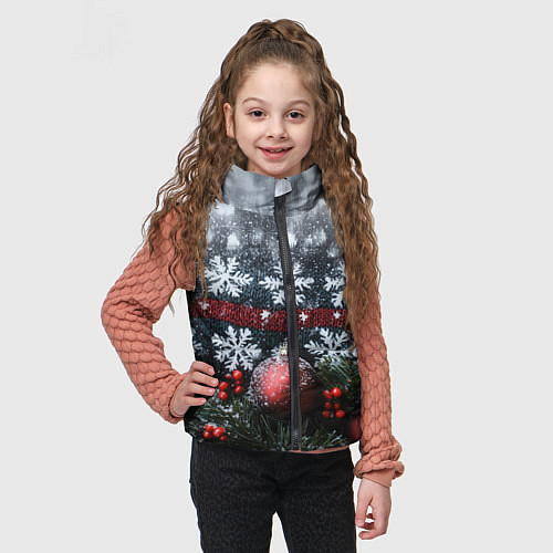 Детский жилет Новогодние снежинки / 3D-Светло-серый – фото 3