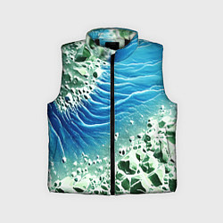 Детский жилет Берег и синие волны, цвет: 3D-черный