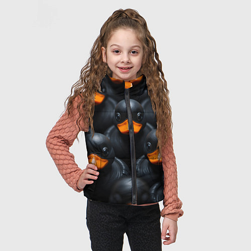Детский жилет Черные уточки / 3D-Светло-серый – фото 3