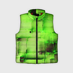 Детский жилет Чёрные пятна на зелёном фоне абстракция, цвет: 3D-красный