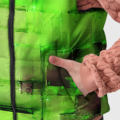 Детский жилет Чёрные пятна на зелёном фоне абстракция / 3D-Красный – фото 5